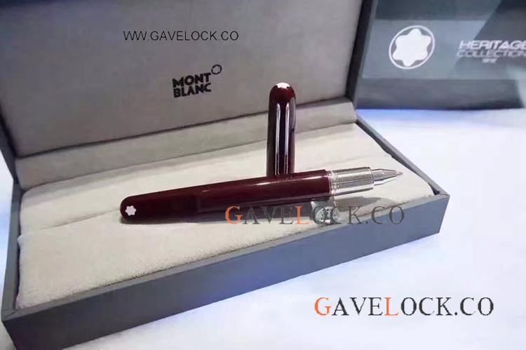Replica Montblanc M Red Rollerball Pen with Silver Trim
